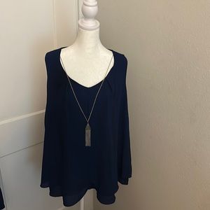 Navy blue tank top w/ chain design built in & removable